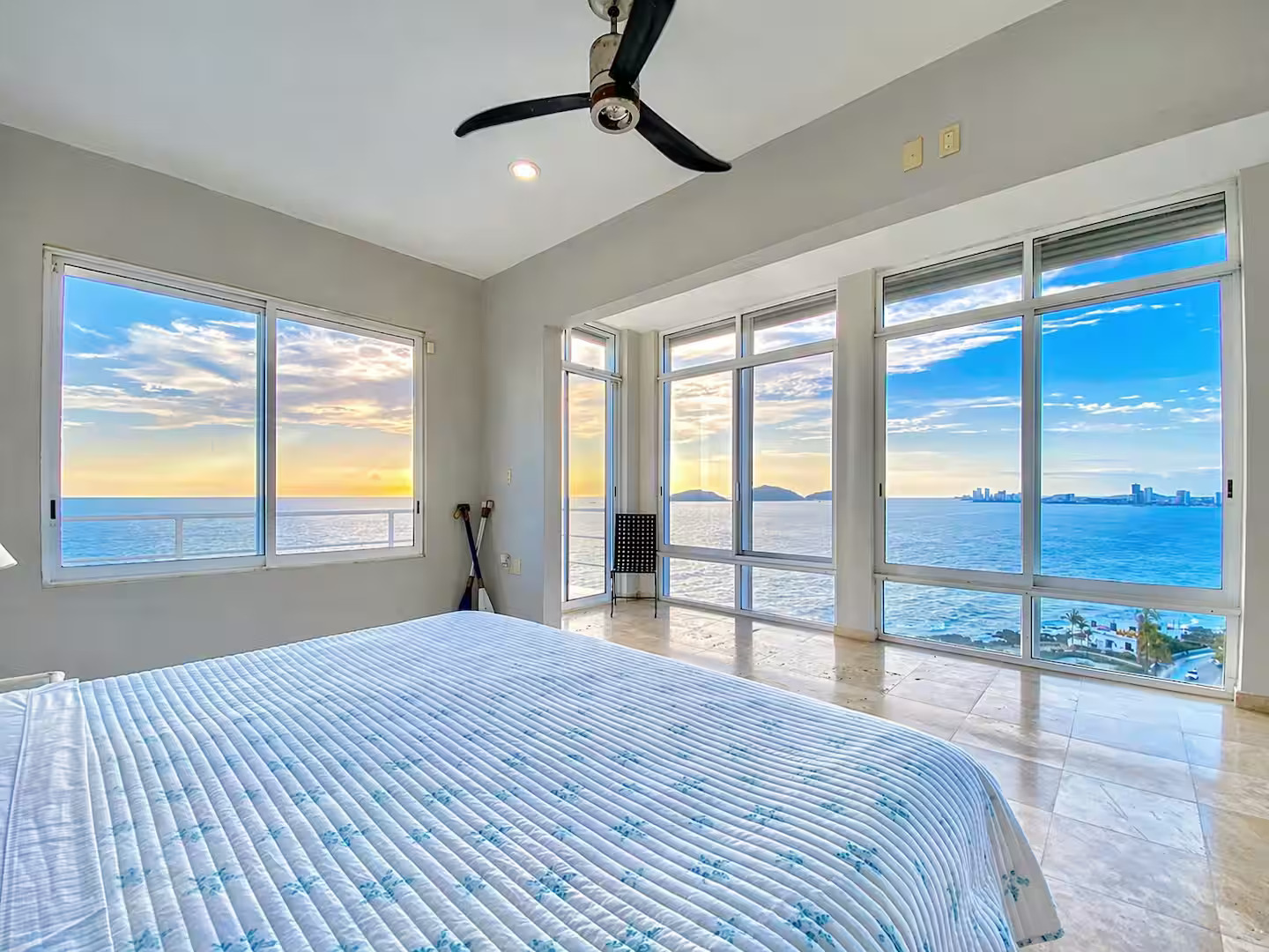 Comfortable bedroom at Luxury Blue Beach House Mazatlán